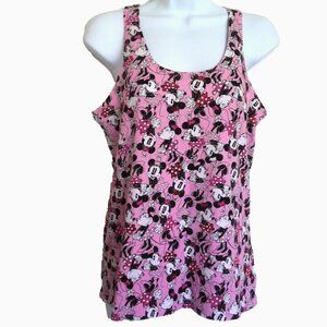 Official Disney Minnie Mouse Tank Top Pink Sleeveless Racerback Stretch EUC Sz M
